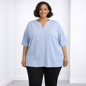 Cupio Light Blue Short Sleeve Tee Plus Size 3X